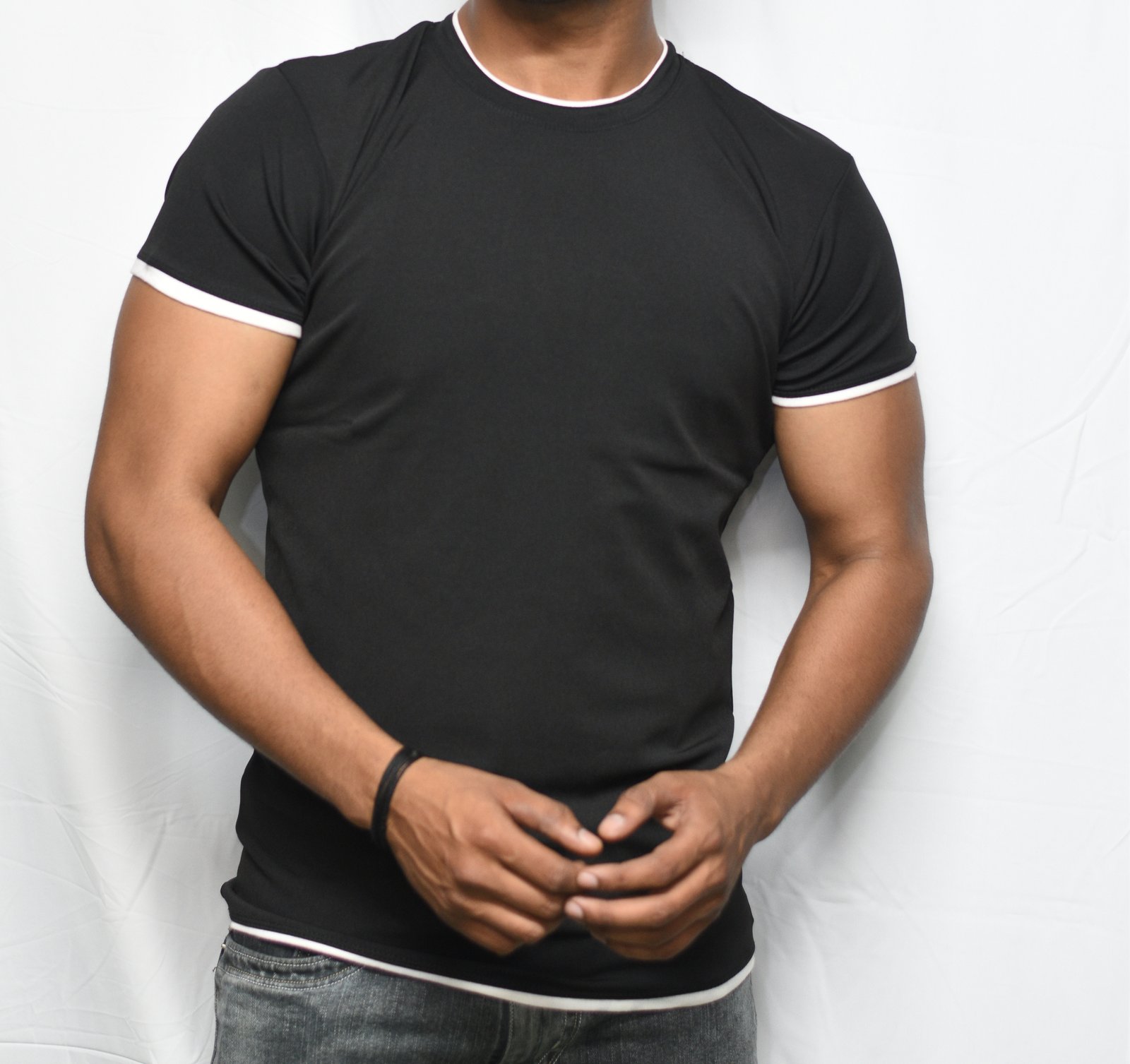 Black Lycra Slim Fit T-Shirt